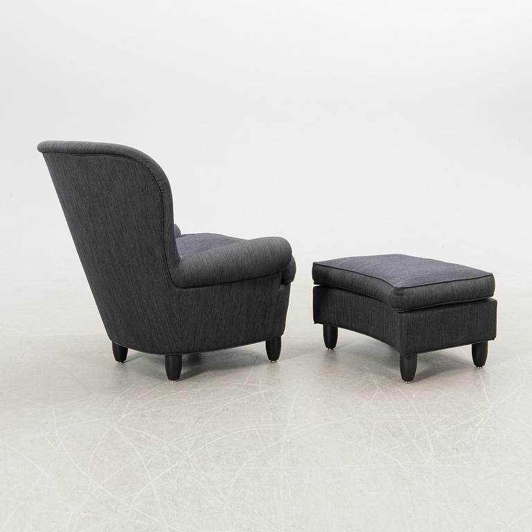 Carl Malmsten, armchair with footstool, "The Giant Toad", O. H. Sjögren, Tranås, 2015.