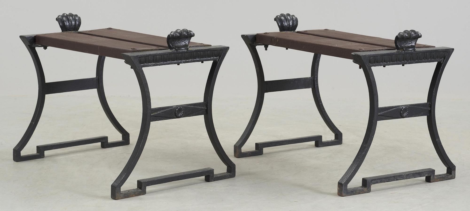 FOLKE BENSOW, taburetter, ett par, "Trädgårdsmöbel no 2", Näfveqvarns bruk.