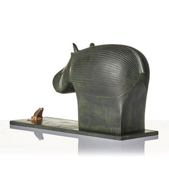 Gunnar Cyrén, a sculpture, "Kan du inte tala?", ed. 5/7, Herman Bergman konstgjuteri, Stockholm & Gävle, 1988.