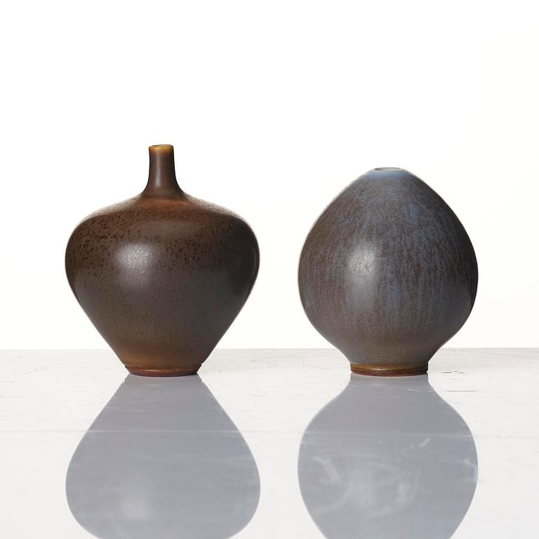 Berndt Friberg, a set of 7 stoneware vases and a bowl, Gustavsberg Studio, Sweden, 1956-64.