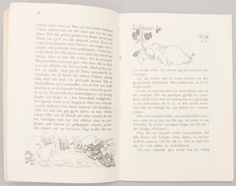 TOVE JANSSON, 'Småtrollen och den Stora Översvämningen' bok, Mercators tryckeri, Helsingfors 1945.