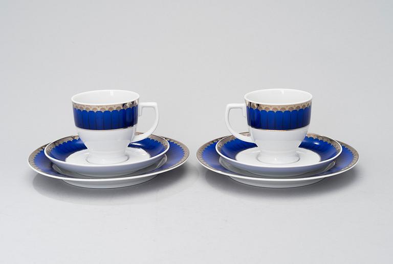 SIGVARD BERNADOTTE, 43 piece, porcelain tableware, "Christineholm"/"Marianne Royal Blue" Millenium 2000.