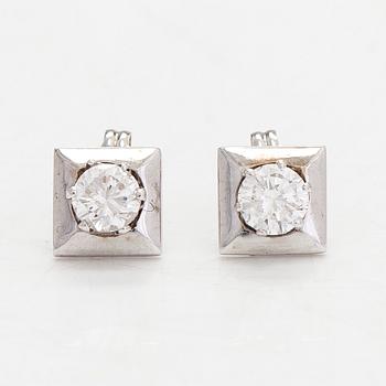 Earrings, 14K white gold, diamonds totalling approximately 0.79 ct.