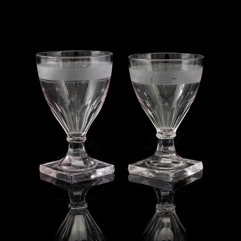 VINGLAS, 12 st, glas, 1800-tal.