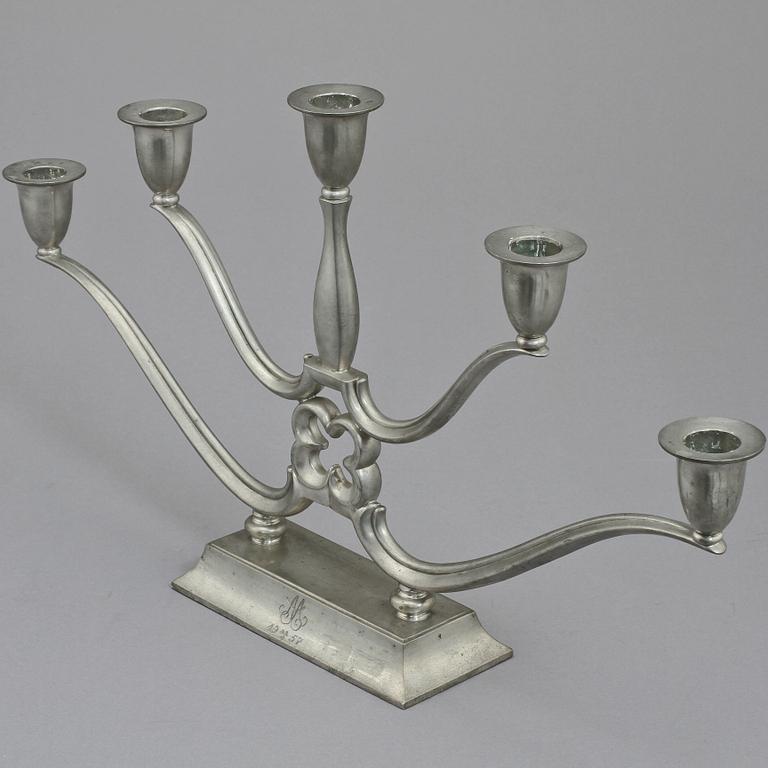 KANDELABER, tenn, Just Andersen, Danmark, 1900-tal.