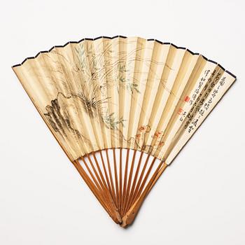 A Chinese fan with Calligraphy by Ma Xulun (1884-1970).