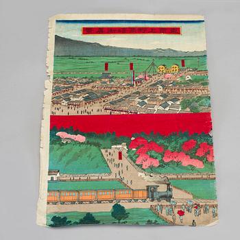 TRÄSNITT, triptyk, Japan, 1800-tal.