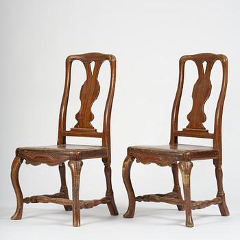 Stolar, ett par, Stockholmsarbeten, 1700-talets mitt, Senbarock.