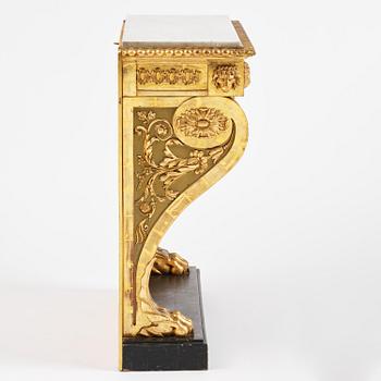 An Empire giltwood and gesso console table by P.G. Bylander (master in Gothenburg 1811-58).