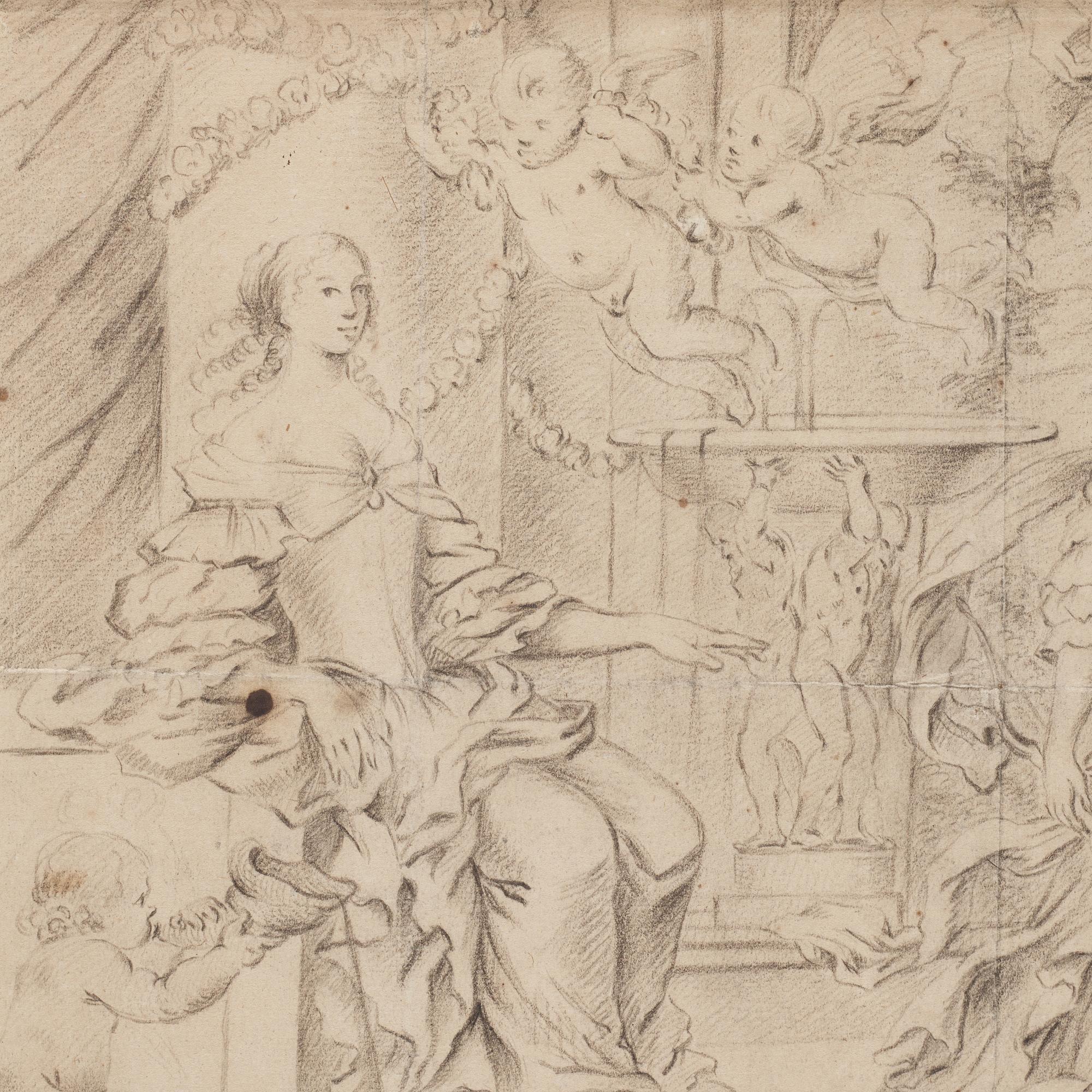 JAN MYTENS, hans krets. Osignerad. Bildyta 24 x 35,5 cm.