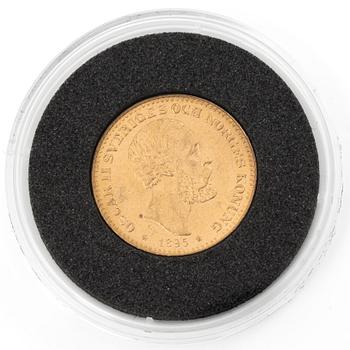 Guldmynt, Sverige, Oscar II, 10 kronor, Typ II, 1895.