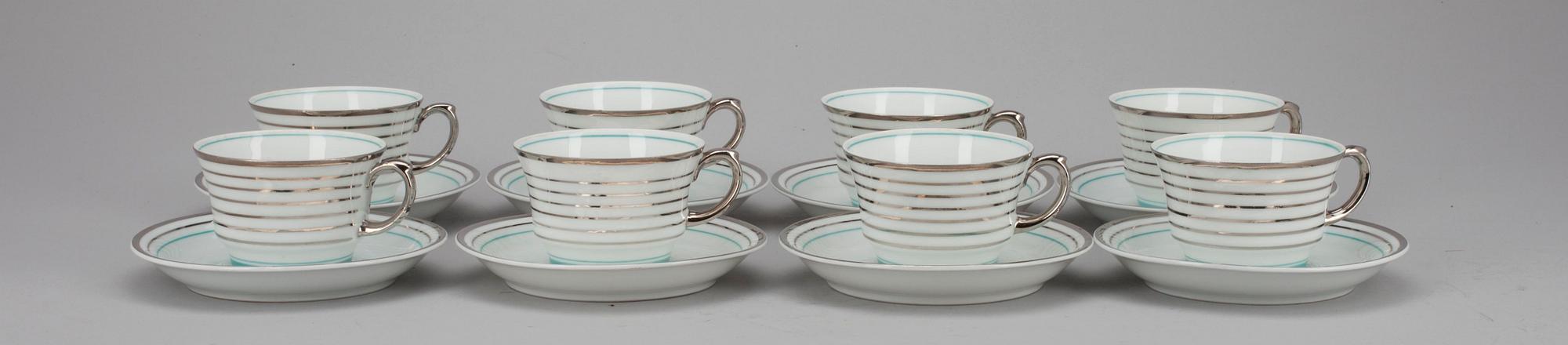 KAFFESERVIS, 35 delar, porslin, "Silverrand", Greta Lisa Jäderholm-Snellman, Arabia.