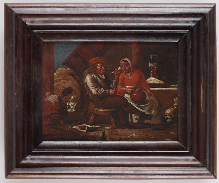 FRANCOIS DUCHATEL, ett par. Olja på pannå, den ena signerad med monogram.