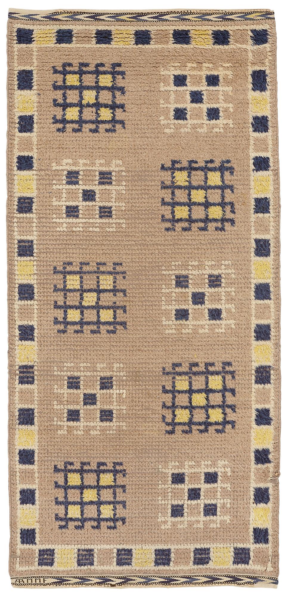 Märta Måås-Fjetterström, Matta, "Blåkroken", rya, ca 208,5-209,5 x 96-97,5 cm, signerad AB MMF.