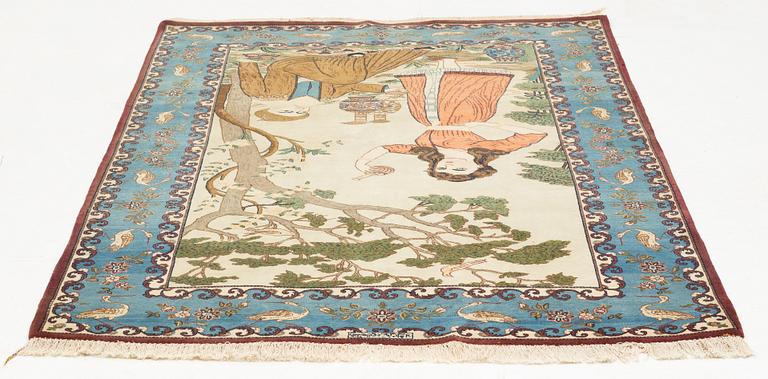 A signed Kashan 'Dabir' rug, ca 199 x 134 cm.