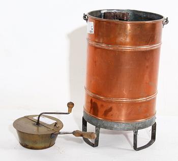 KOPPARKITTEL SAMT KAFFEMALARE, 1800-tal.