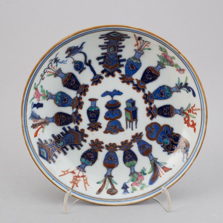 A group of six famille rose dishes, One Samson and the others Qing dynasty and 20th century.