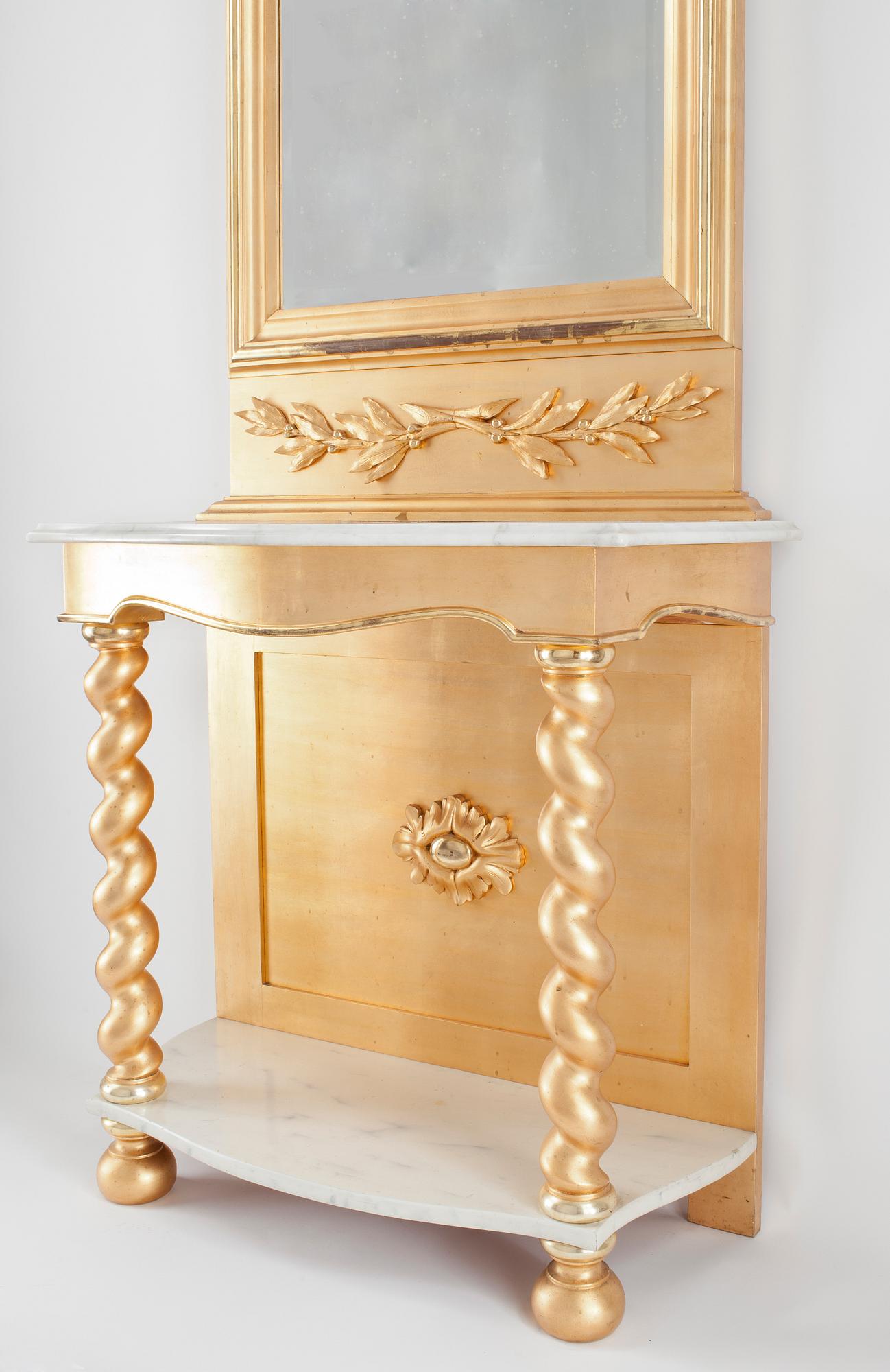 SPEGEL med KONSOLBORD, nyrokoko, 1800-talets andra hälft.
