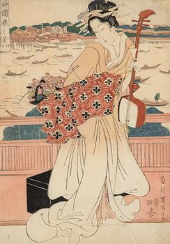 Kikugawa Eizan, färgträsnitt, Japan, 1800-talets första hälft.