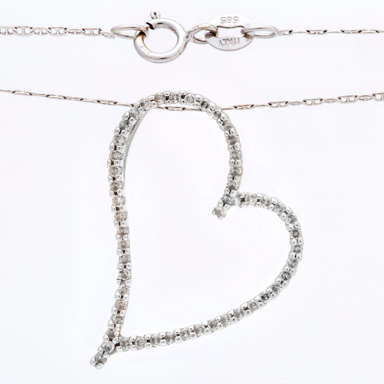 Pendant and chain, 14K whitegold brilliant-cut Diamonds, total length approx 48 cm.
