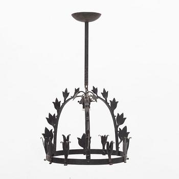 A wrought iron chandelier, first half of the 20th century.
