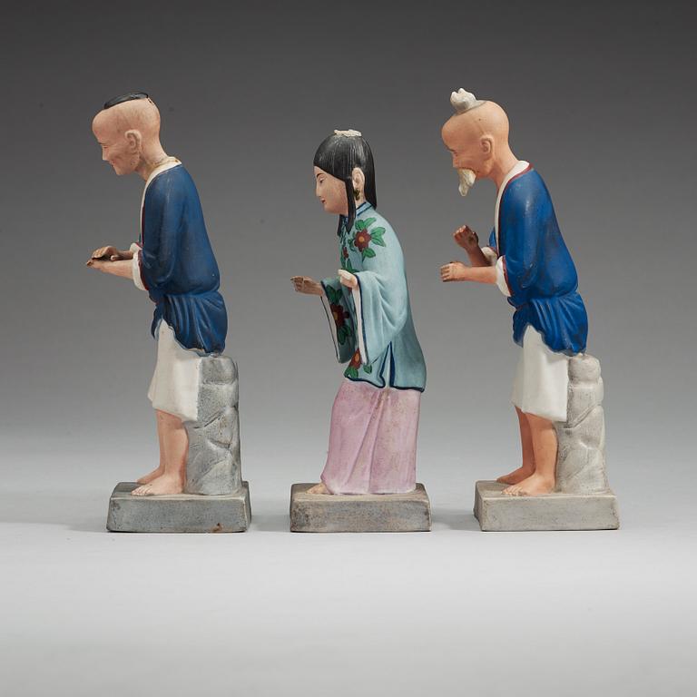 FIGURINER, tre stycken, biskvi. Ryssland, sent 1800-tal.
