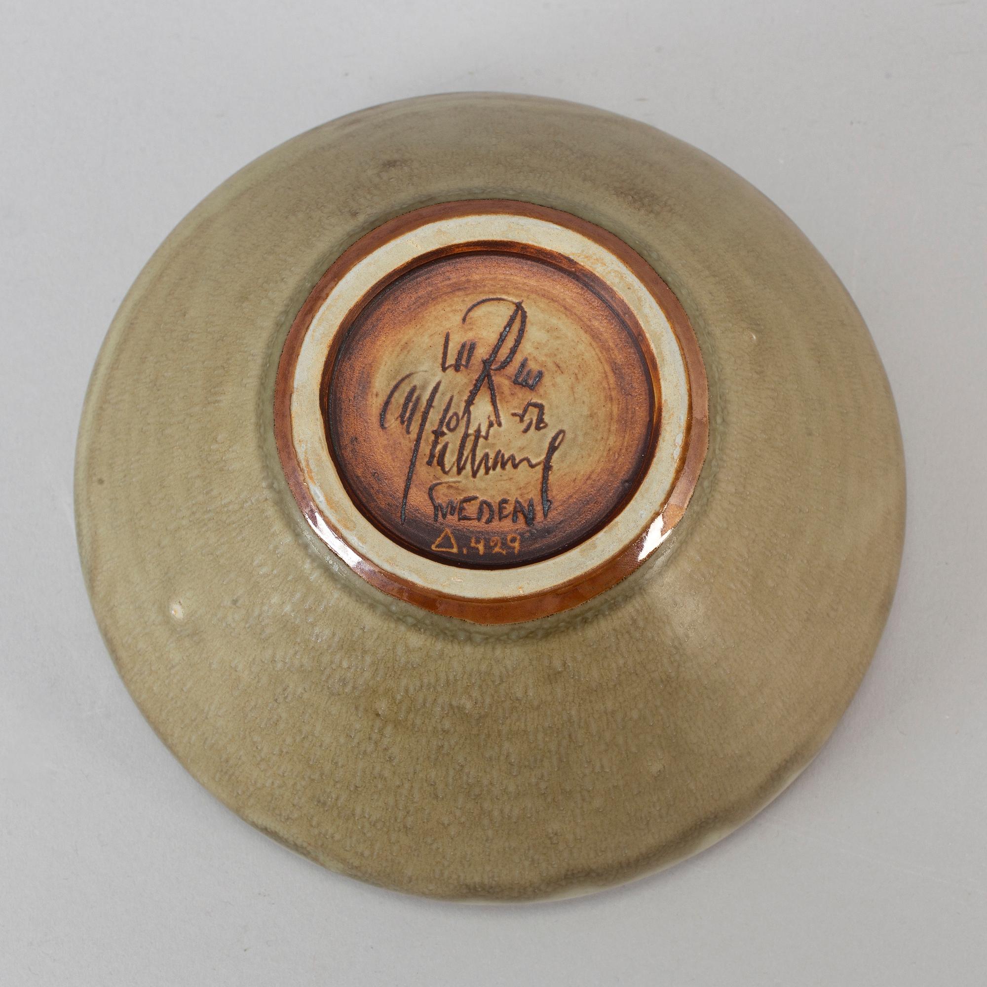 CARL-HARRY STÅLHANE, skål, stengods, unik, signerad. Gustavsberg 1956.