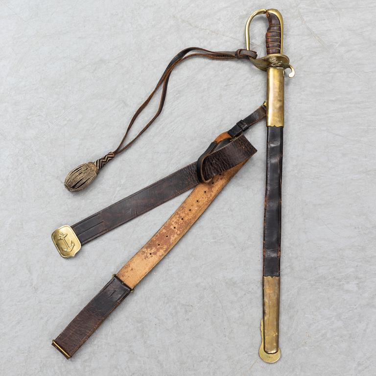 A Swedish navy NCO's sabre 1885 pattern with scabbard.