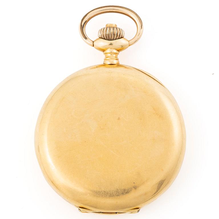 Pocket watch, 18K gold, hunter case, 50 mm.