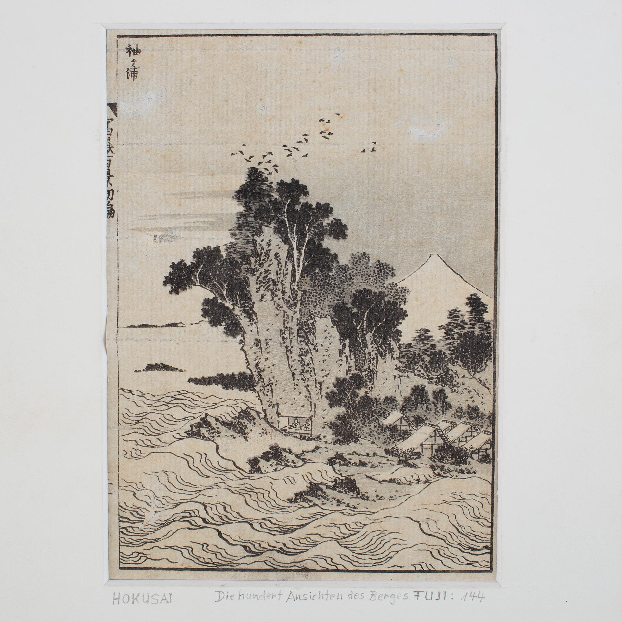 KATSUSHIKA HOKUSAI (1760–1849), efter, blad från album, 2 st, 1800-tal.