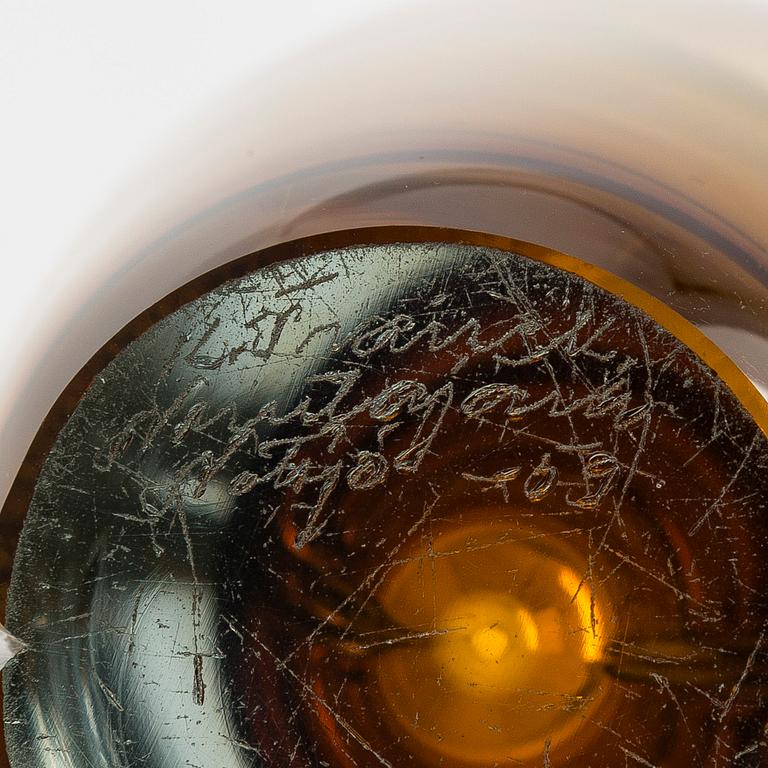 Kaj Franck, vas, glas, 'Usva' (Dis), signerad K. Franck Nuutajärvi Notsjö -59.
