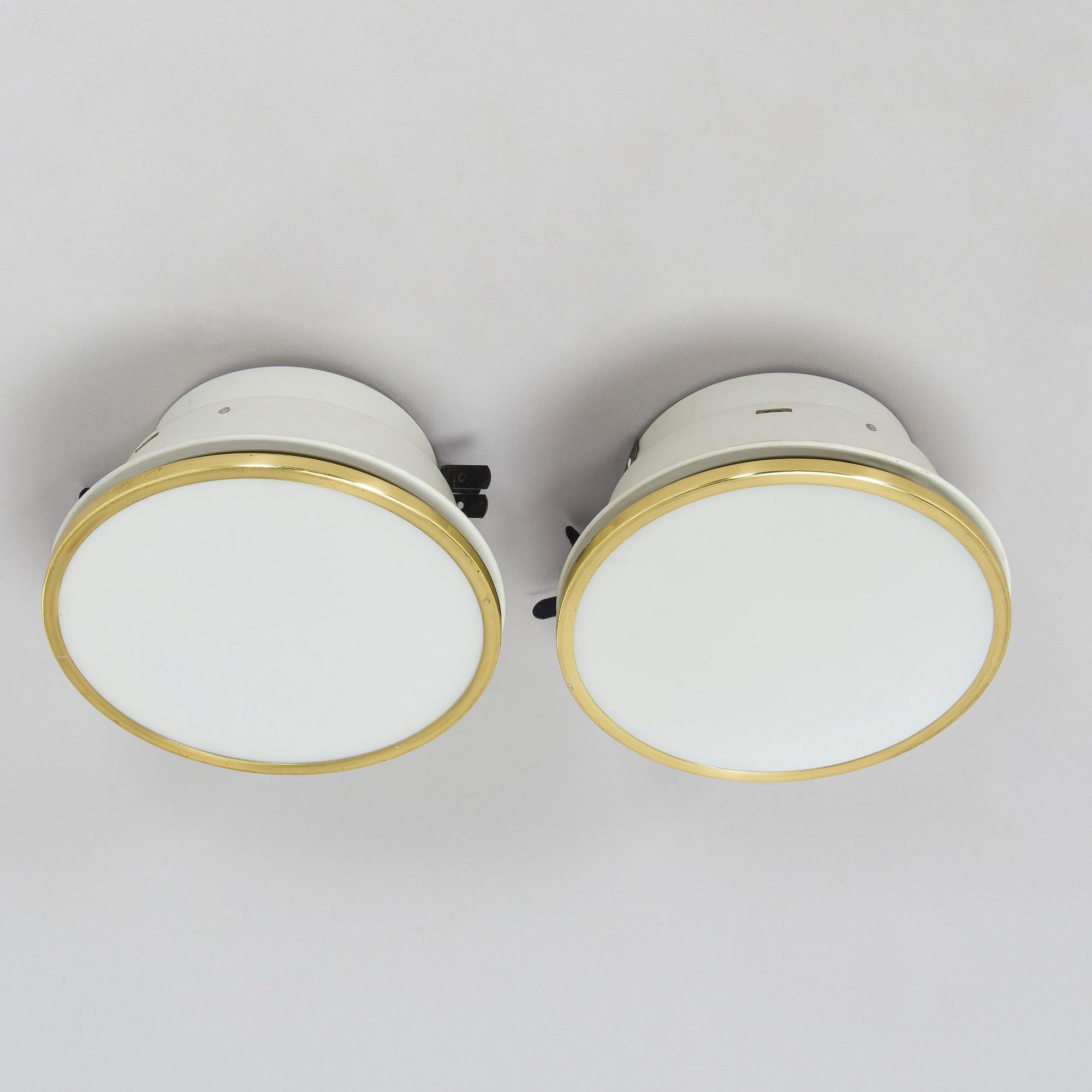 Arne Jacobsen, A pair of 'Munkegaard' ceiling lights for Louis Poulsen, Denmark.