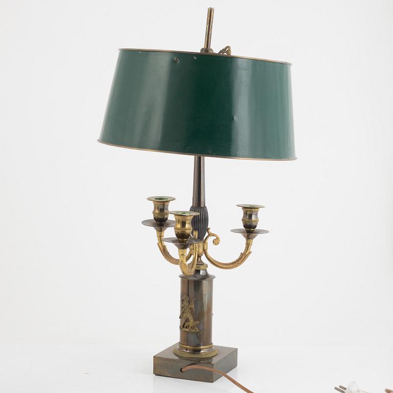 An Empire-style three-light reading light, 20th century.