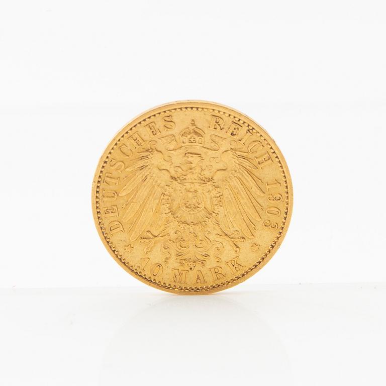 Gold coin 10 marks 1903 German Empire (Prussia) Wilhelm II.