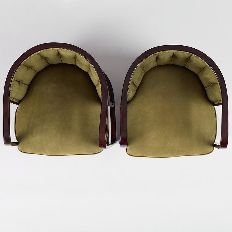 Josef Hoffmann, salongsmöbel, fyra delar, modell 421/428, Jacob & Josef Kohn, Wien, 1900-talets början.