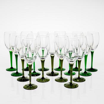 Saara Hopea, a set of 17 'Traviata' wine glasses, Nuutajärvi Notsjö.