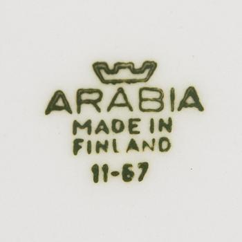 Raija Uosikkinen, Syltburkar/FA-burkar, 2 st, och serveringsbrickor, 3 st, "Pomona", fajans. Arabia 1960/70-tal.