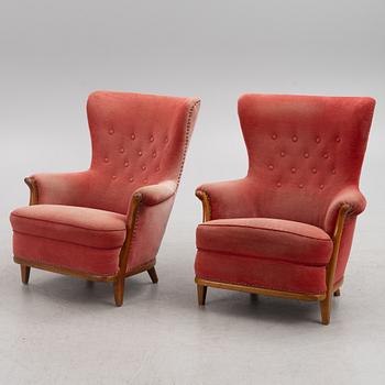Gustav Allert, armchairs, a pair, Swedish Handicraft, 1940s.
