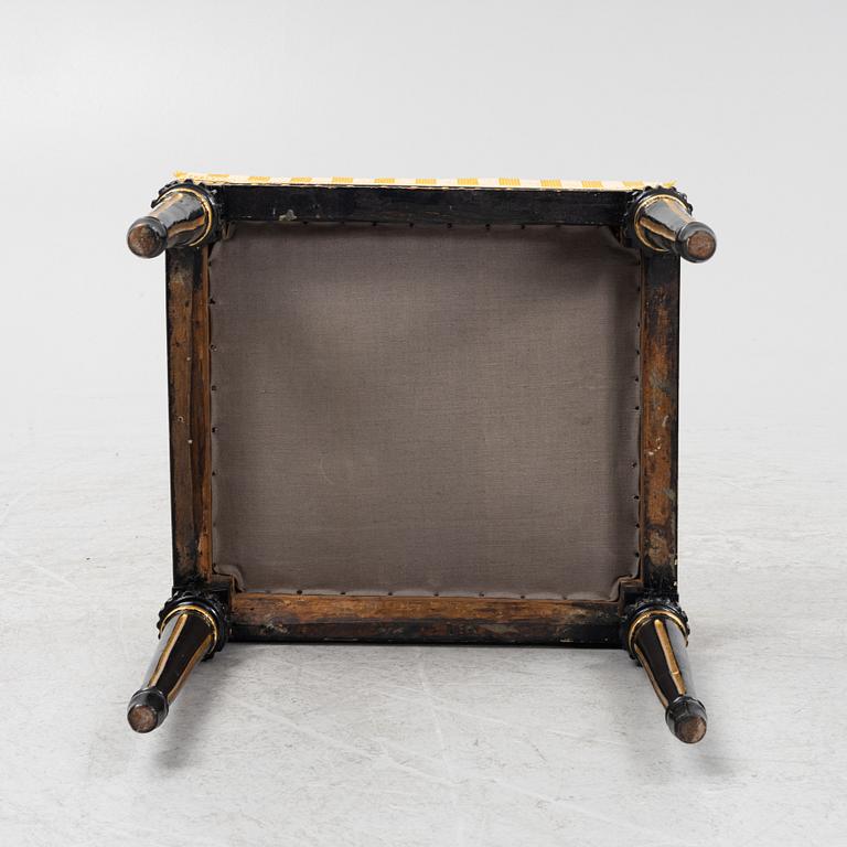 A late Gustavian stool, with the mark of Stockholms chairmakers guild, end of the 18th Century.
