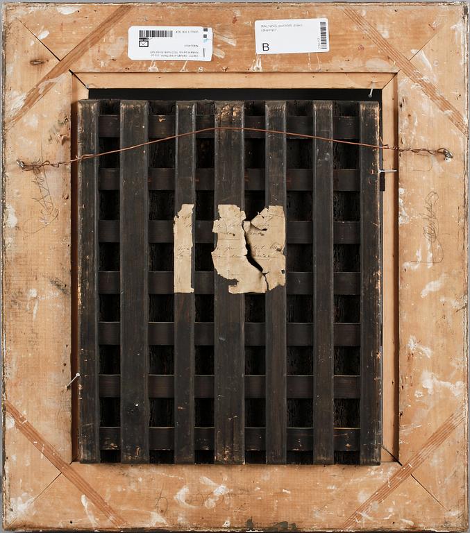 OKÄND KONSTNÄR, olja på förstärkt pannå, 1800-talets första hälft.