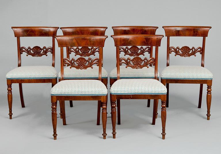 A SET OF SIX CHAIRS.