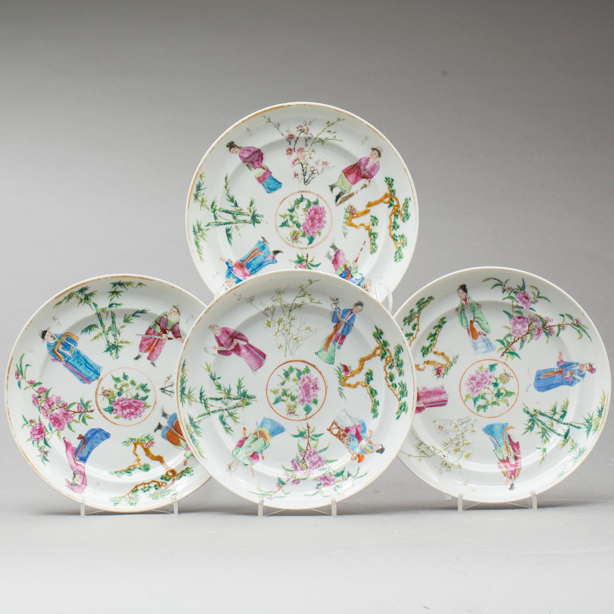 TALLRIKAR, 4 st, porslin,Kina, Jiaqing (17896-1820).