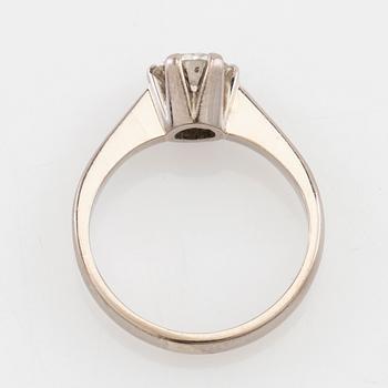 Solitaire ring in 18K white gold with a round brilliant-cut diamond approximately 1.43 ct.