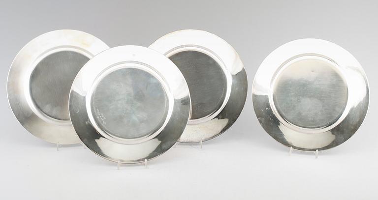 KUVERTTALLRIKAR, 4 st, (3+1), silver, GAB, Stockholm 1962/67. Vikt ca 1841 gram.