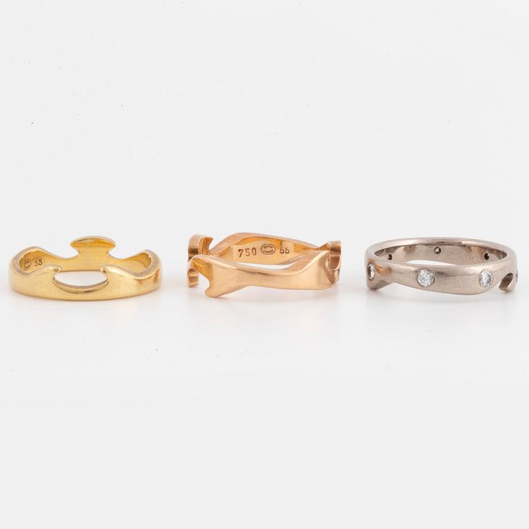 GEORG JENSEN. Ring 'Fusion' 18K gold in three colours with brilliant-cut diamonds. omarbetad av kunden, ej original.