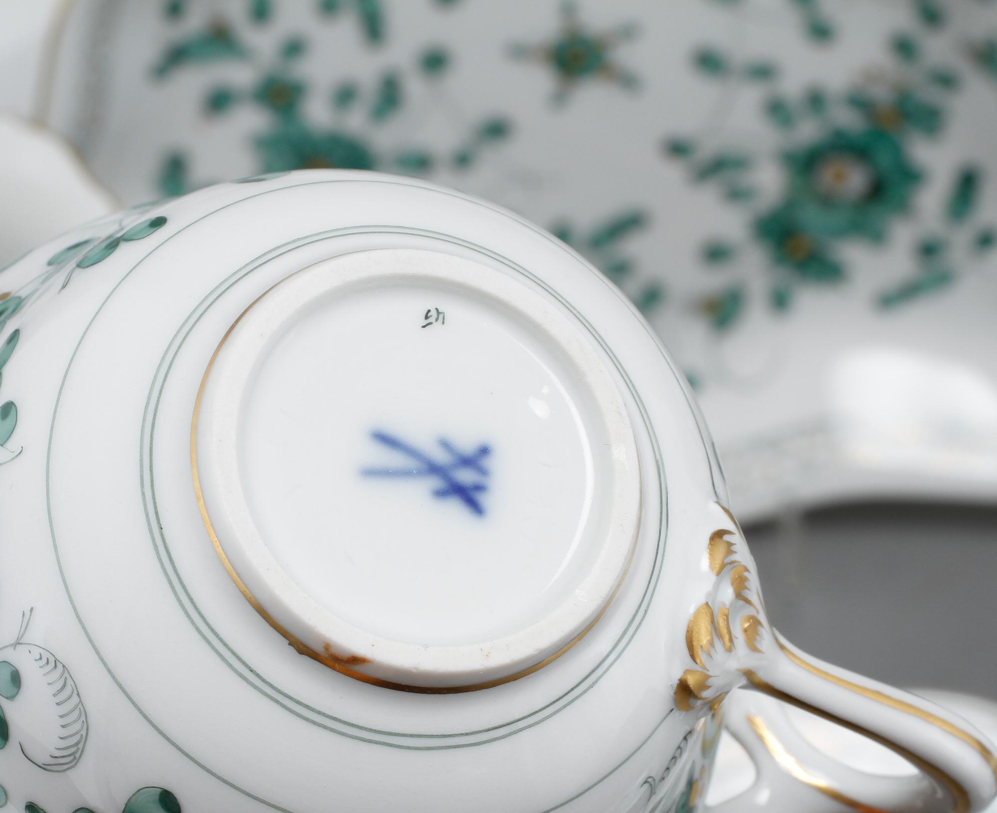 SERVISDELAR, 59 delar, porslin, Meissen, 1900-talets andra hälft.