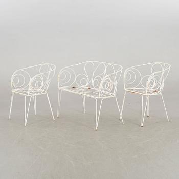 a 3 piece set of garden furniture, mid 20th century.