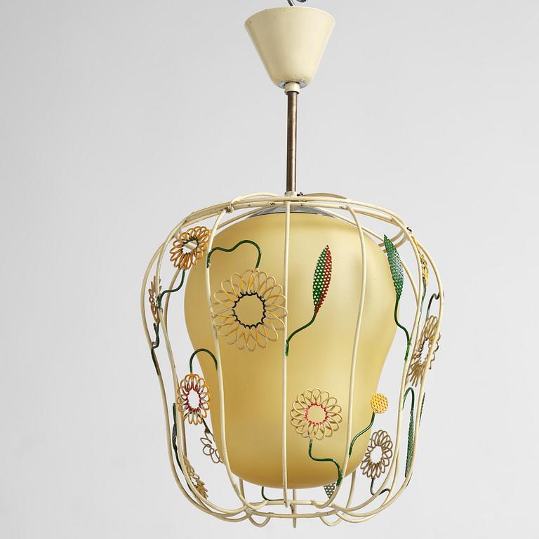 Ulla & Gunnar Eklöf, attributed to, a pair of Swedish Modern ceiling lamps, Corona Belysningskultur, Stockholm, 1940s.