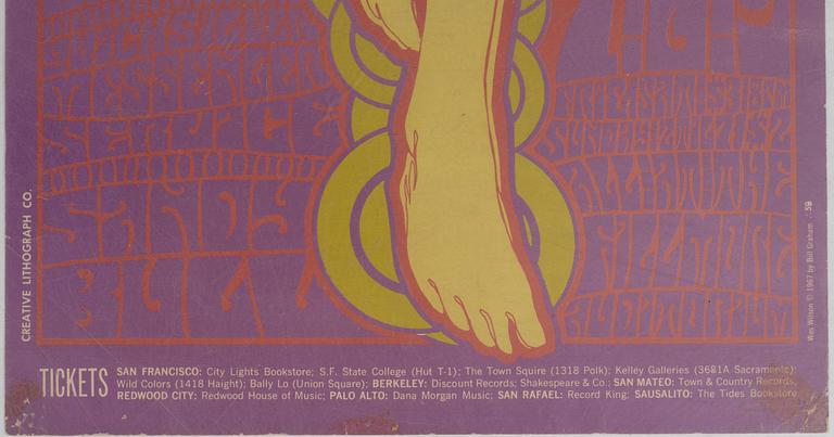 Wes Wilson, konsertaffisch, Creative Litograph Co. 1967.