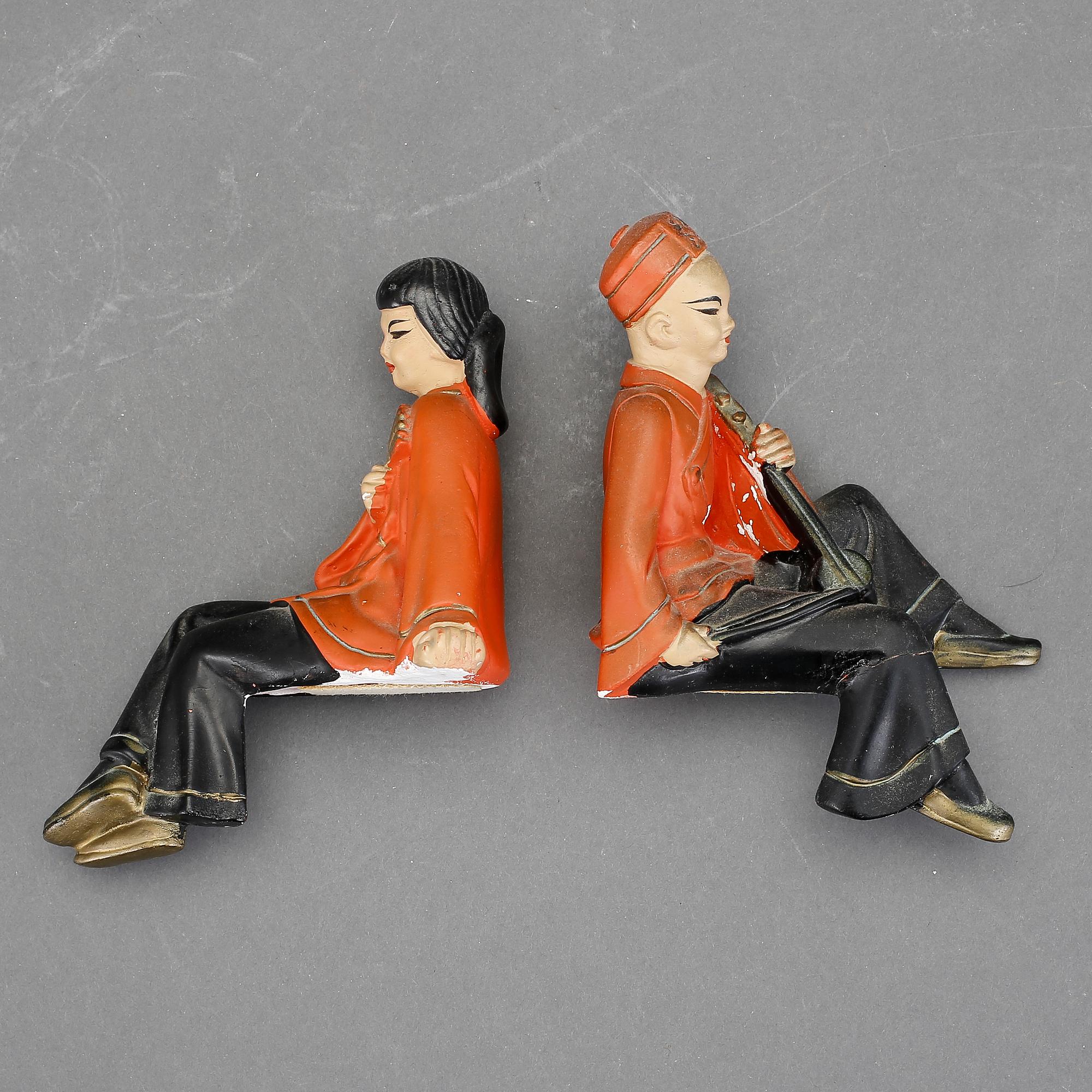FIGURINER, 2 st, gips, 1950-tal.